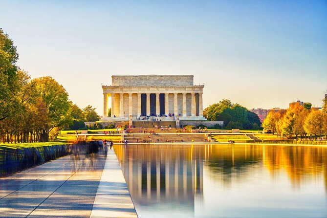 The Lincoln Memorial reflected in the Reflecting Pool at first light